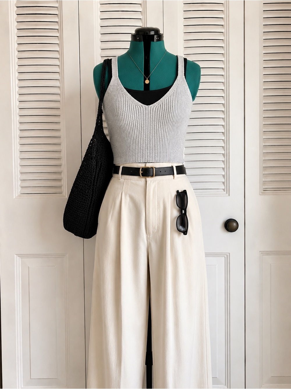 Sincerely Jules Gray Ribbed Knit Cropped Tank Top Soft Stretch Sweater Camisole